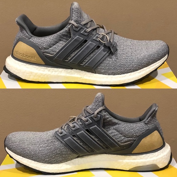 Adidas Ultra Boost 3.0 Grey Leather Cage Sneakers - Picture 2 of 8